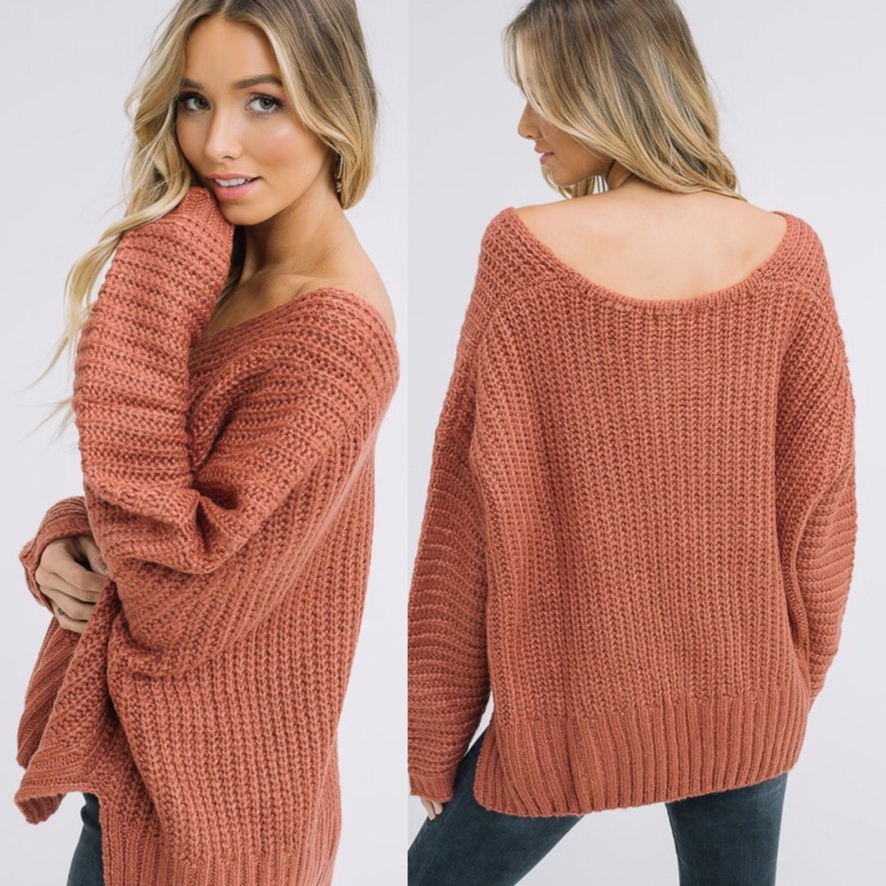 ADALINE Knit Sweater - BRICK - Picture 3 of 3